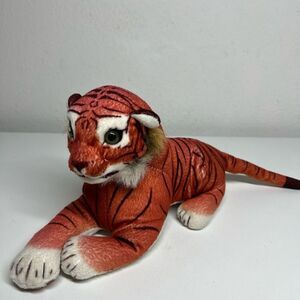 Goffa Plush Stuffed Animal Tiger 11" Wild Cat Orange Black Striped Soft Laying